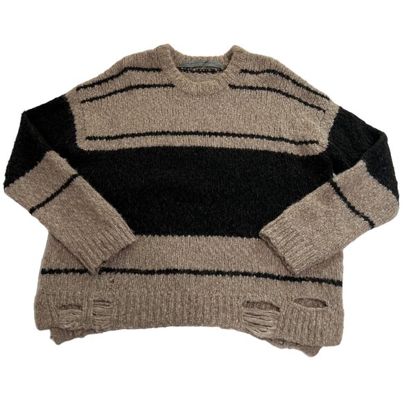 Raquel Allegra Striped Knit Sweater in Tan Black - Picture 1 of 3